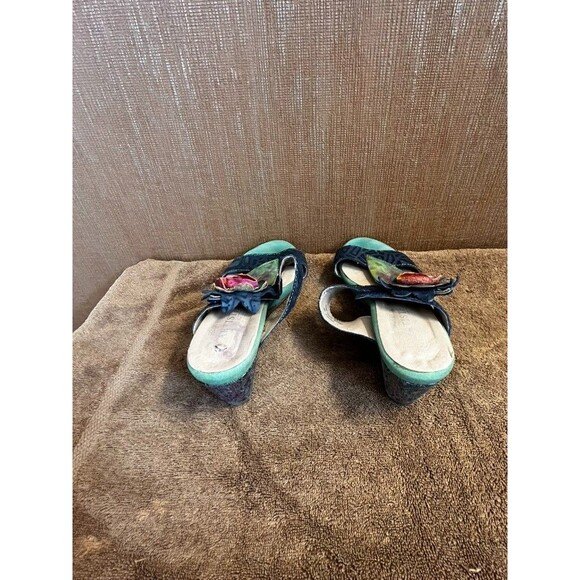 L’Artiste SpringStep Shayla Leather Handmade Floral Wedge Sandals Size 9.5 EU 40 - Picture 4 of 6